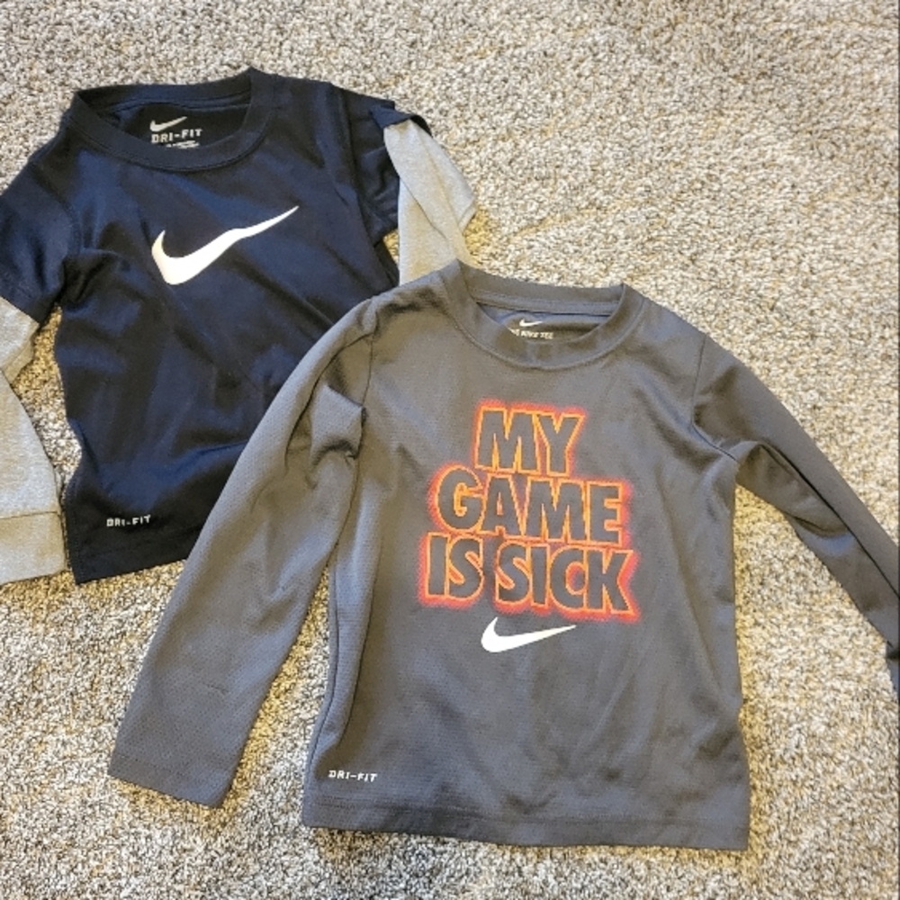 Nike Kids Long Sleeve Shirts - Black and Gray